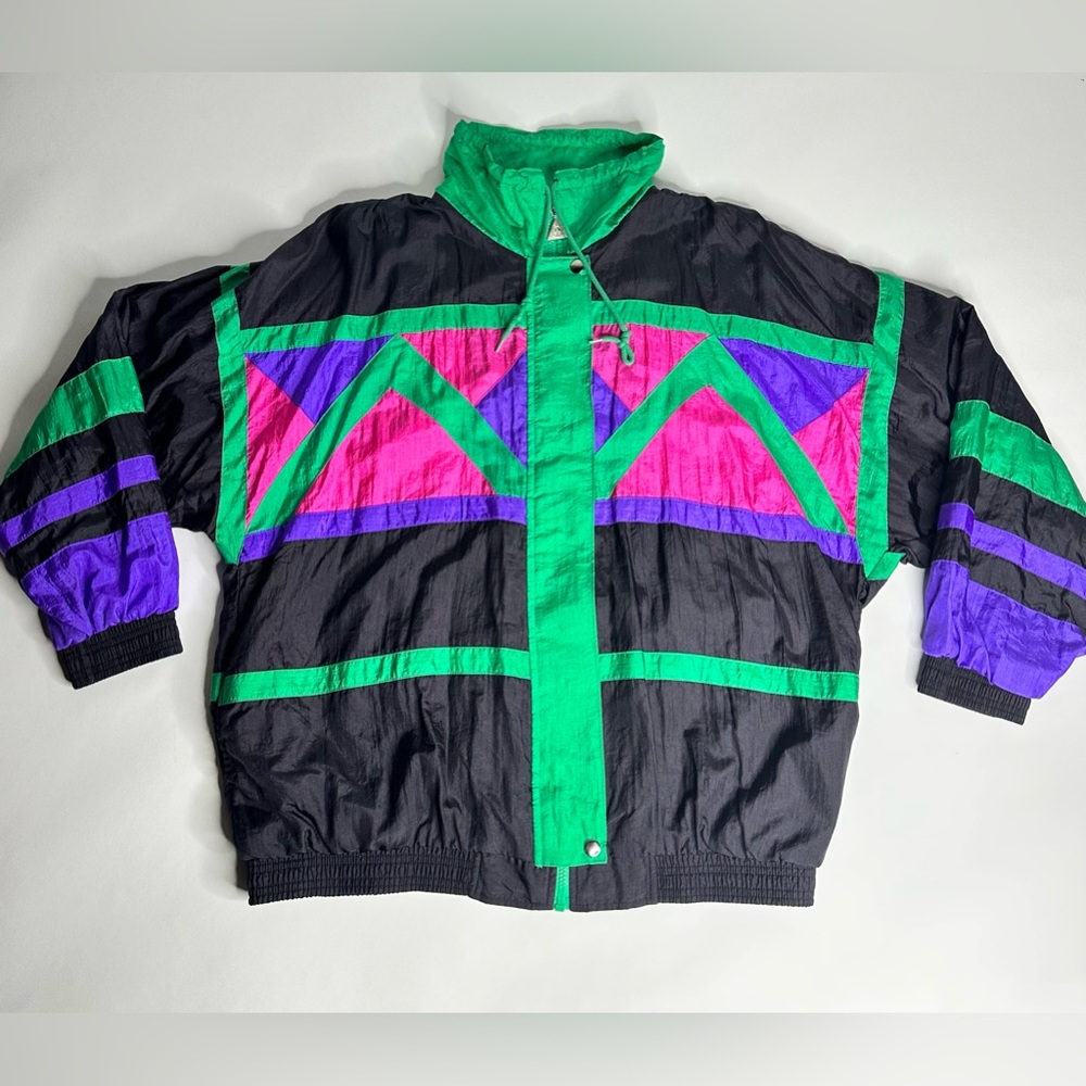 Vintage Casual Isle Nylon Windbreaker XL RETRO ColorBlock